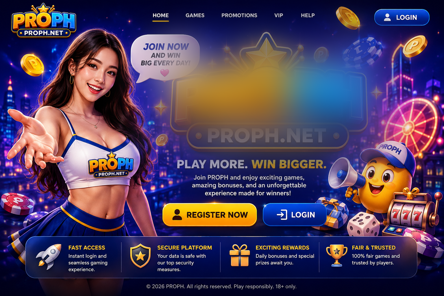 ProPH landing page with a welcoming Filipina host